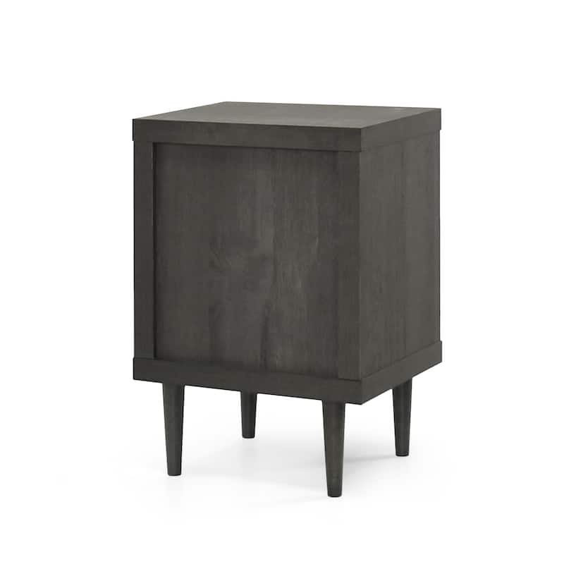 Mid-Century Nightstand with Splayed Legs and Dual Drawers