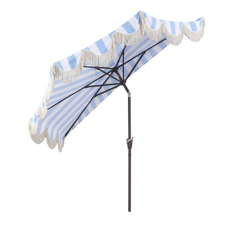 9ft Half Market Umbrella, Scalloped, Crank, Tilt, UV, by JONATHAN Y