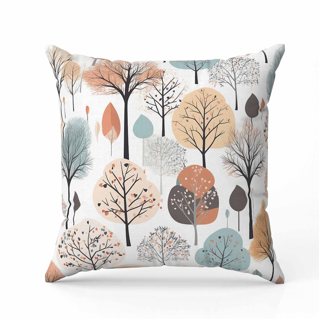 TreeTouched Prints Faux Suede Reversible Throw Pillow White and Pastel