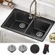 preview thumbnail 1 of 42, KRAUS Forteza Granite 33 inch 60/40 Undermount Drop-in Kitchen Sink 33" L x 22" W (sink KGD-50BLACK) - Black