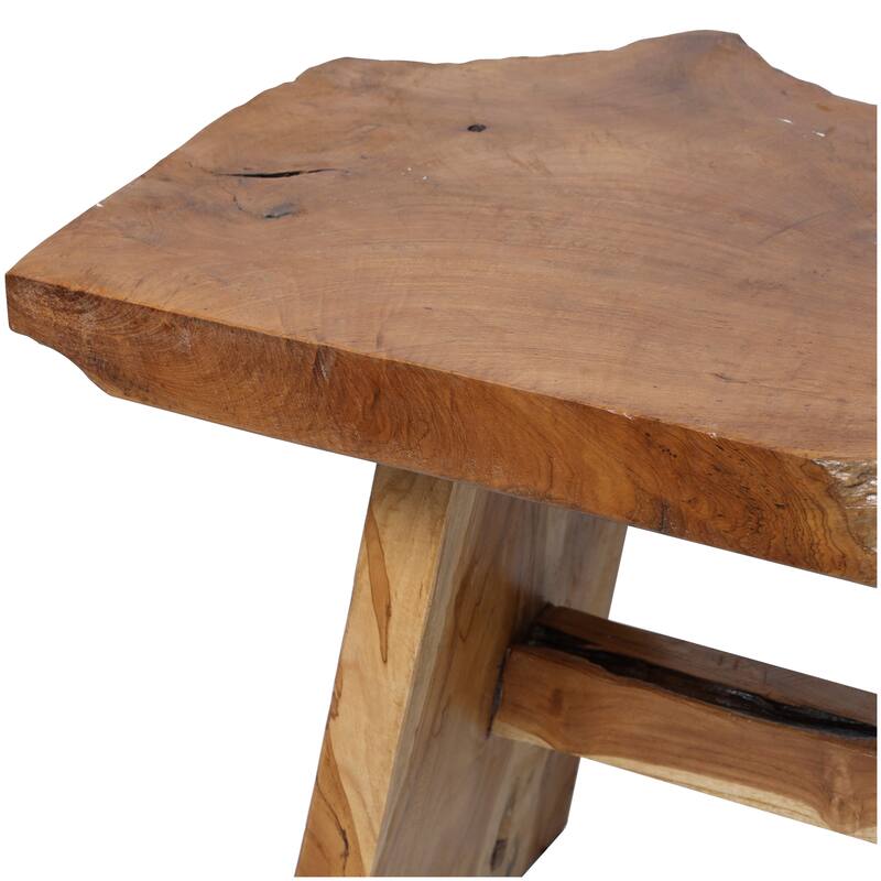 Teak Wood Handmade Live Edge Top Coffee Table - Brown - Roche River Decor - 16"Wx35"Lx18"H