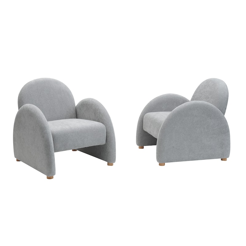 Modern Boucle Accent Armchair - Comfortable Upholstered Lounge Chair with Curved Armrests, Stylish Minimalist Chair