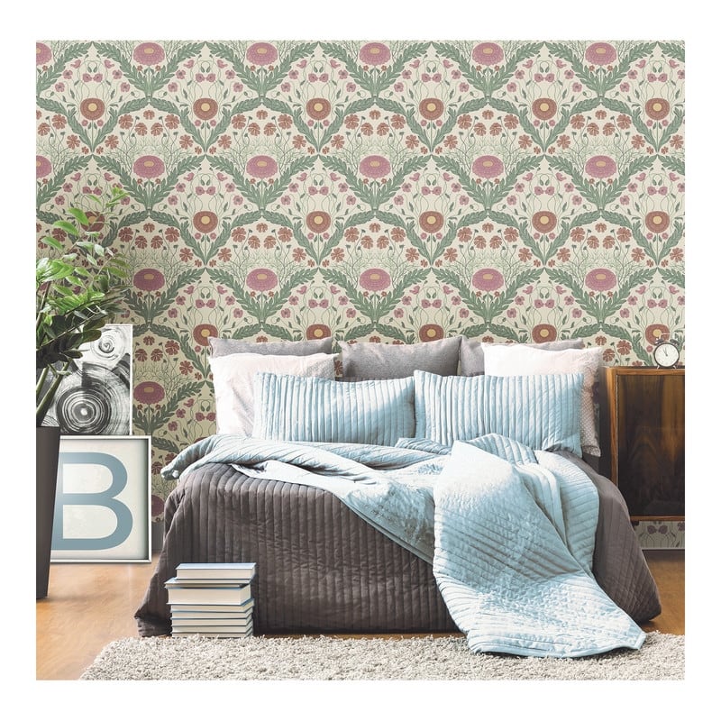 Midbec Marguerite Multicolor Damask Wallpaper - 20.5 x 396 x 0.025