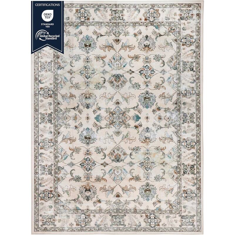 Delara Machine Washable Area Rug, Soft & Durable, Non-Slip Backing, Eco- Friendly GRS certified.