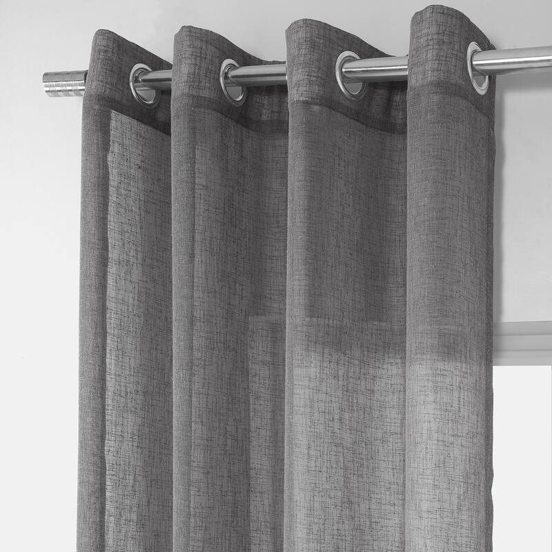 Exclusive Fabrics Grommet Solid Faux-linen Sheer Curtain (1 Panel)