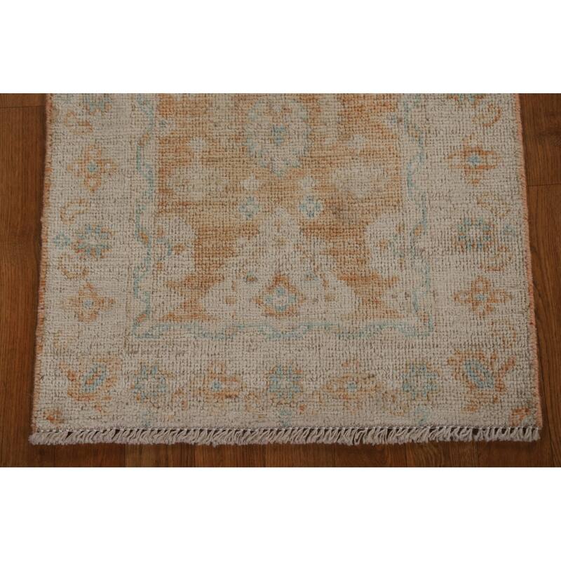 Muted Traditional Oushak Turkish Oriental Rug Wool Hand-knotted Carpet - 1'11" x 3'9"