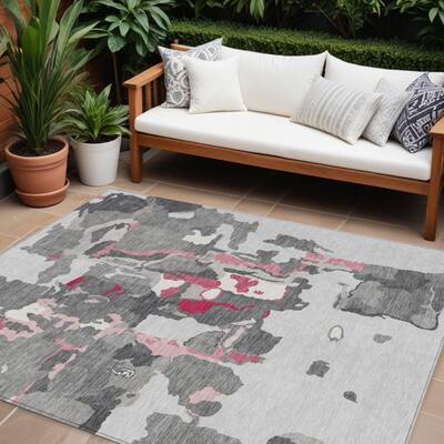 HomeRoots Abstract Transitional Rectangle Outdoor Rug