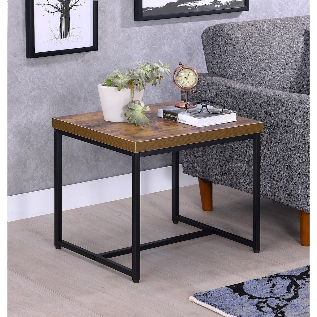 Mestica Weathered Oak and Black Rectangular End Table