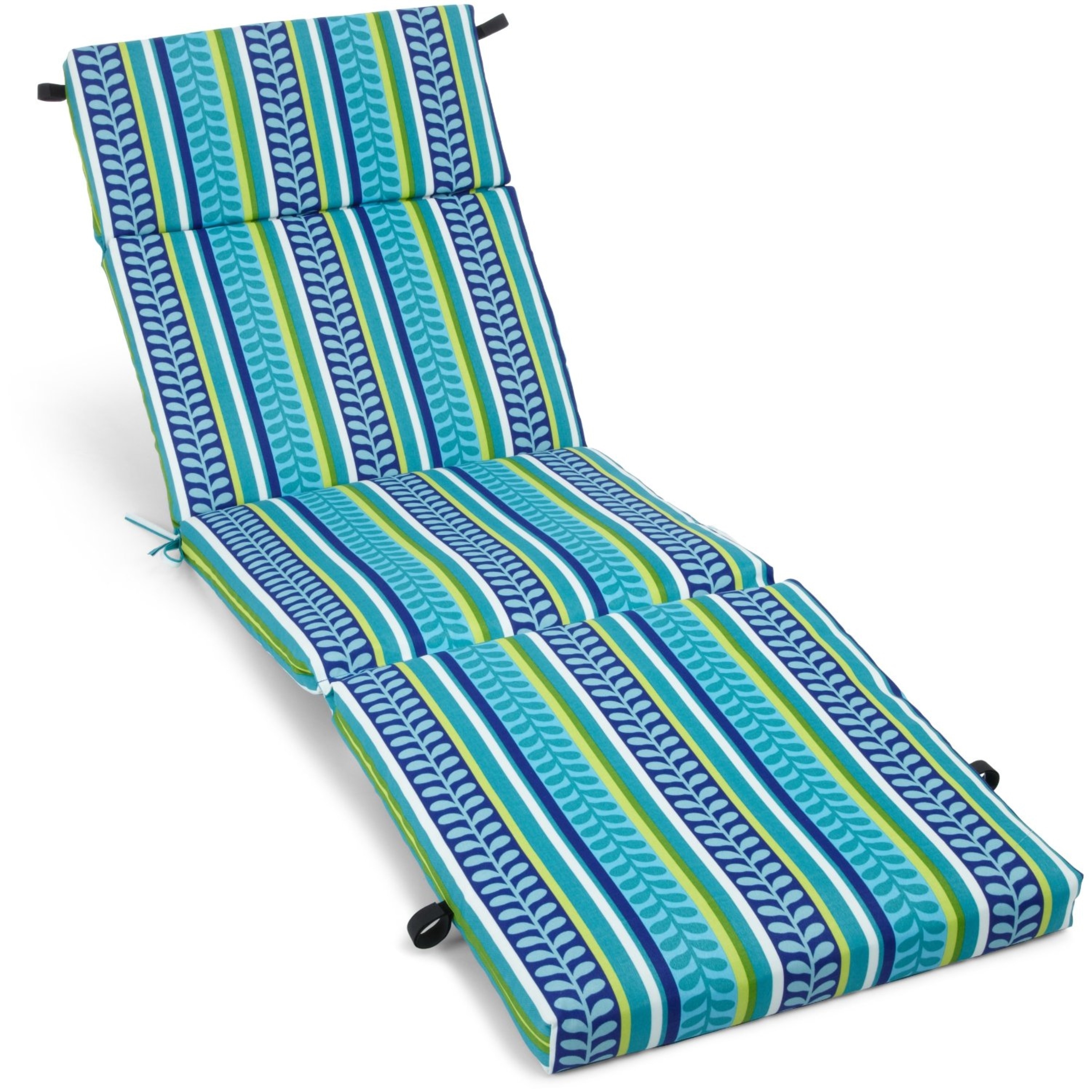 Green striped sun online lounger cushions