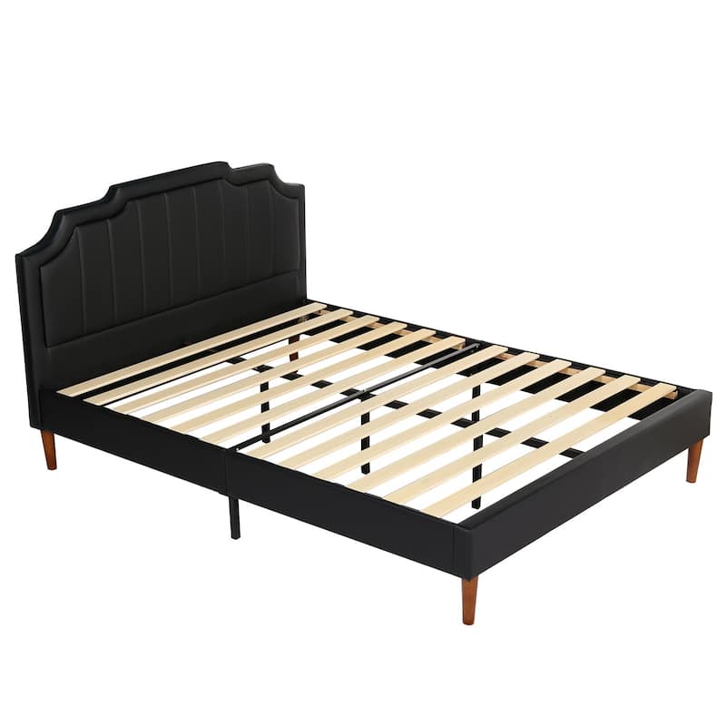 VECELO Black Faux Leather Upholstered Platform Bed- Just Have Full Size Bed