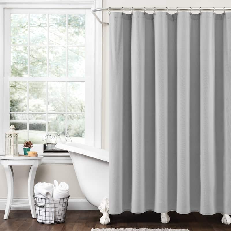 Lush Decor Boho Pom Pom Tassel Linen Shower Curtain