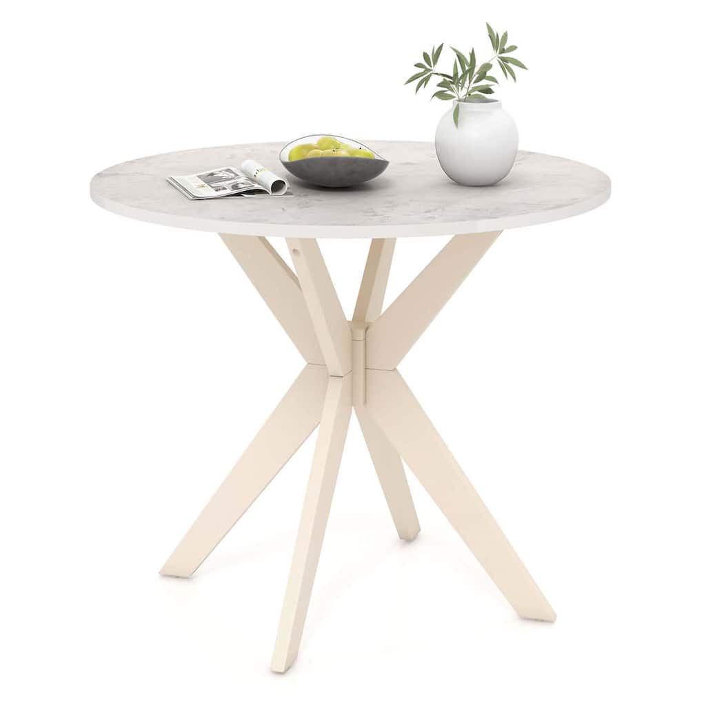 Costway Round Dining Table 36" Faux Marble Tabletop Rubber Wood Legs - See Details