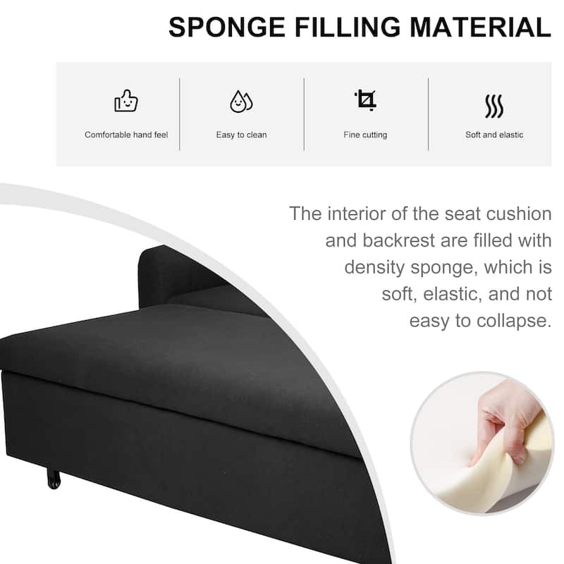 GDFStudio - Burlap 61" Convertible Sofa Bed with Storage Bag