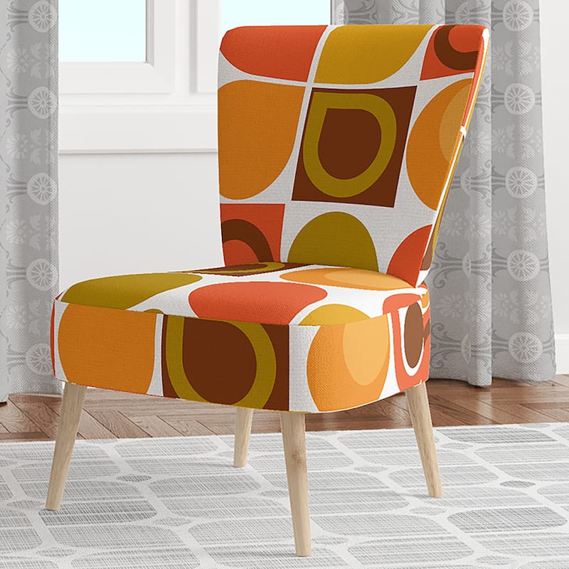 Designart "Abstract Retro Geometric Pattern VI" Upholstered Mid-Century Accent Chair - Arm Chair