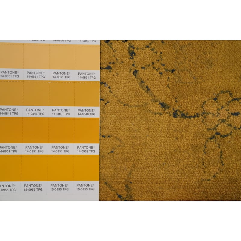 Machine Made Oriental Polyester Carpet Traditional Medallion Yellow & Gold Tabriz Area Rug - 7' 5'' X 5' 2''