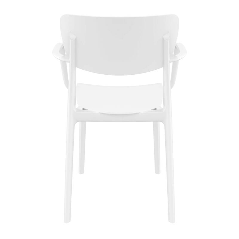 33" White Solid Stackable Patio Dining Arm Chair