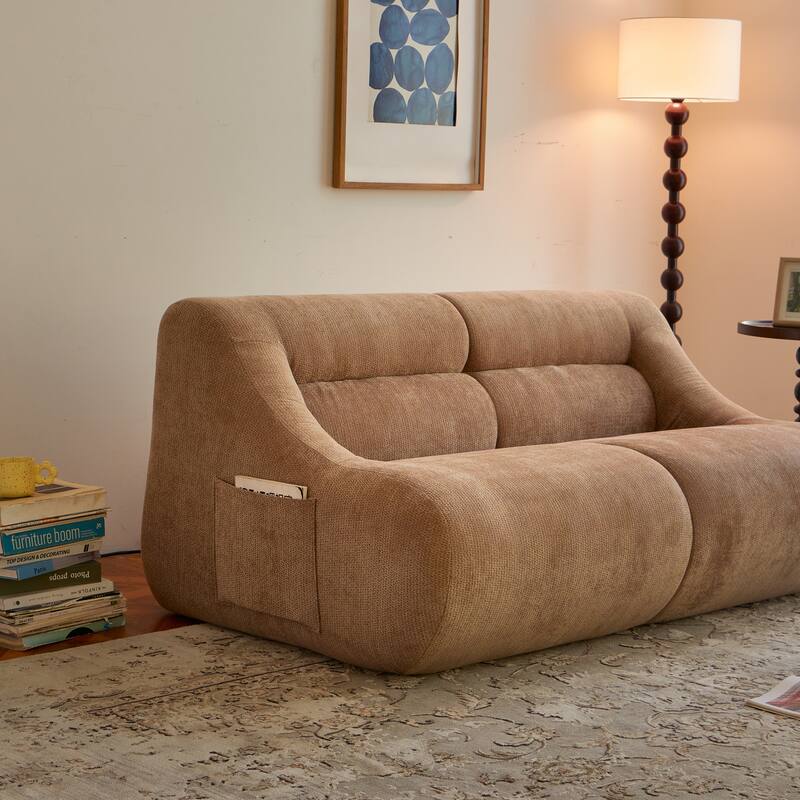 Memory Foam 2-Seater Couch, Deep Seat Modern Sofa