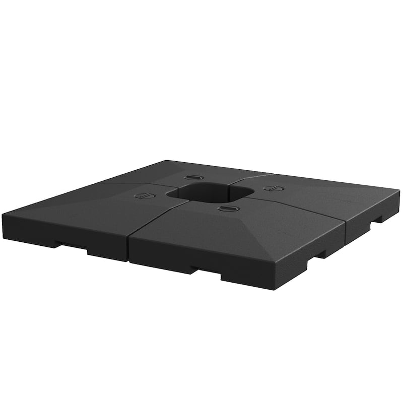 4-Piece Cantilever Patio Umbrella Base, 176 lbs Water or 264 lbs Sand Capacity, Outdoor Offset Umbrella Weights, Black - Black