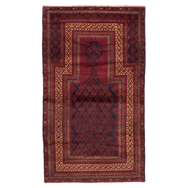 ECARPETGALLERY Hand-knotted Teimani Red Wool Rug - 3'2 x 5'5
