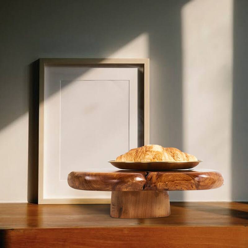 Cedar Roots Serving Stand Farmhouse wood pedestal stand plant holder - 10.5" x 10.5" x 3.5"