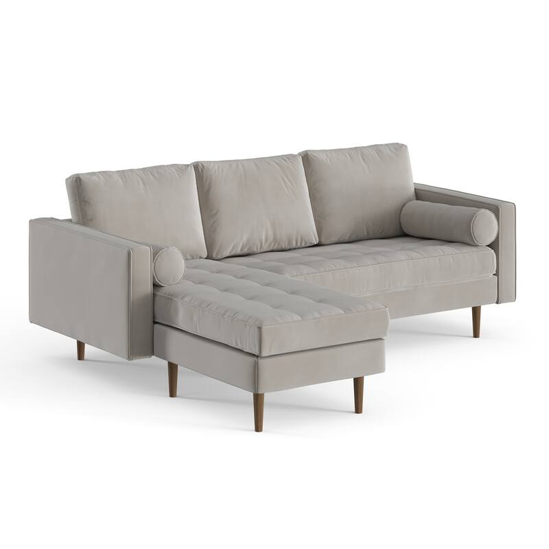 Bloomfield Performance Velvet Reversible Sectional - Platinum Velvet