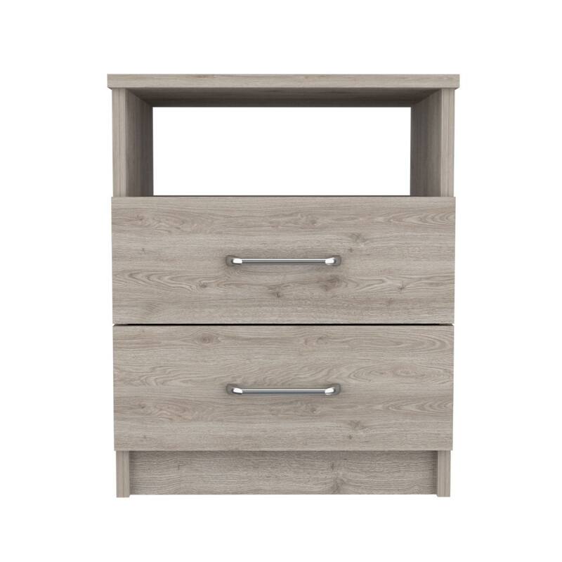 FM Furniture Oklahoma Nightstand with Two Drawers, and One Shelf