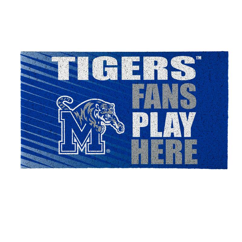 28 in. x 16 in. University of Memphis "Fans Play Here" PVC Door Mat