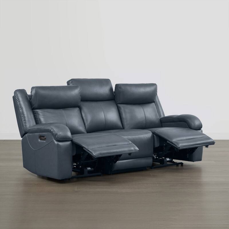 Spruce & Spring Hadlee Genuine leather Reclining Sofa with Multi-Function Console.