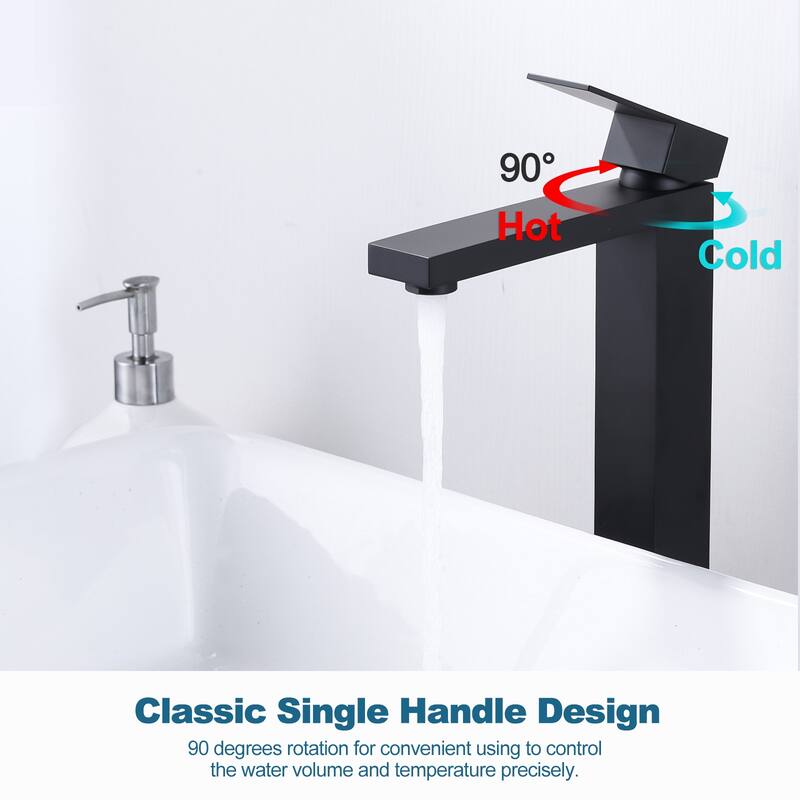 WOWOW Single Handle Single Hole High Arc Bathroom Vessel Faucet