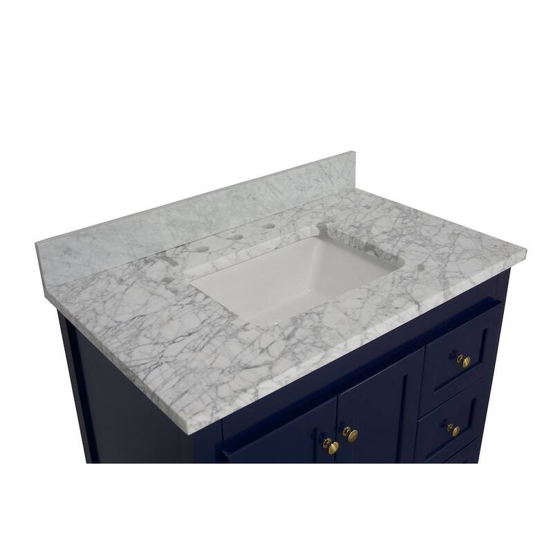 KitchenBathCollection Abbey 36" Bathroom Vanity with Carrara Marble Top