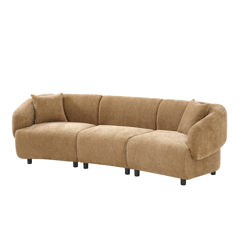 Christopher Knight Home - Hulk Curved Boucle 3-Seat Sofa with Sturdy Wooden Frame