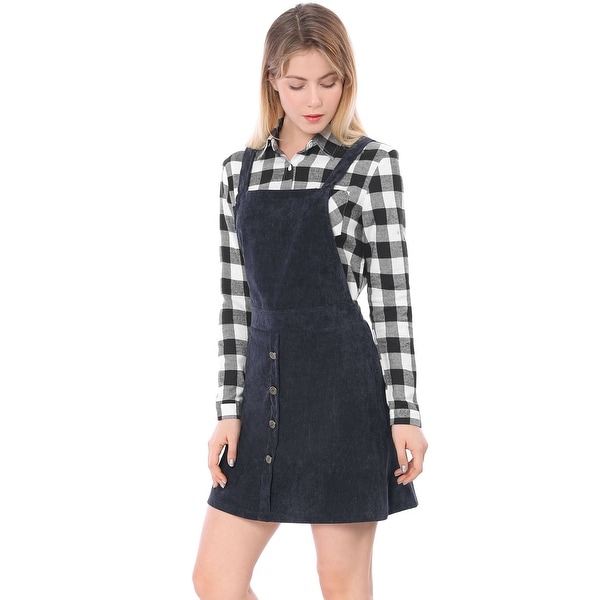 plaid overall skirt dress