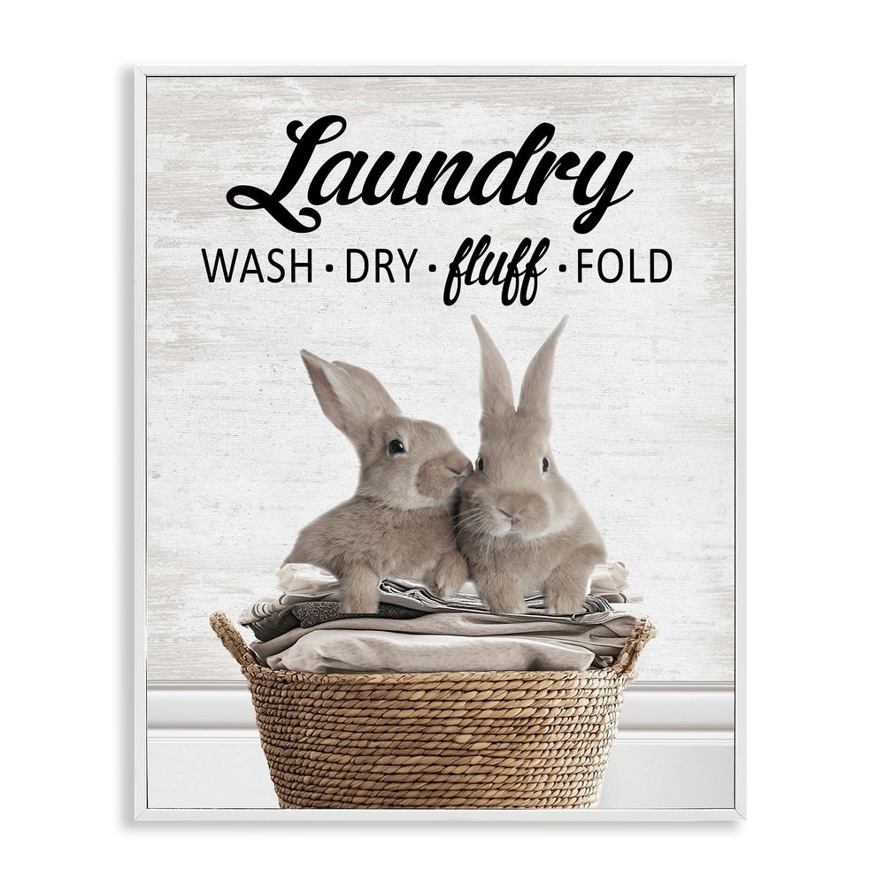Stupell Bunnies & Laundry Basket Framed Giclee Art Design By Lettered and Lined