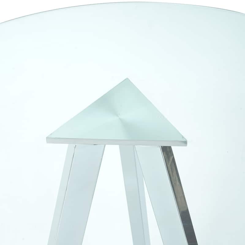 Modern Kitchen Glass dining table ROUND Tempered Glass BAR Table top,Clear BAR Table Metal Legs,electroplated legs (set of 1)