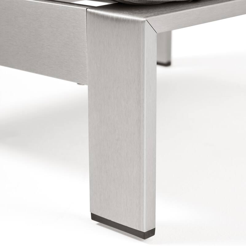 Cape Coral Outdoor 3-Seater Aluminum Sofa Set with Coffee Table and Ottman by Christopher Knight Home