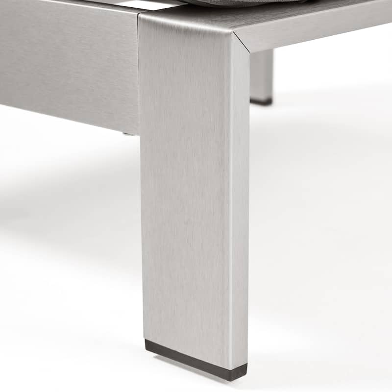 Cape Coral Outdoor 3 Seater Aluminum Sofa and Ottoman Set with Side Tables by Christopher Knight Home