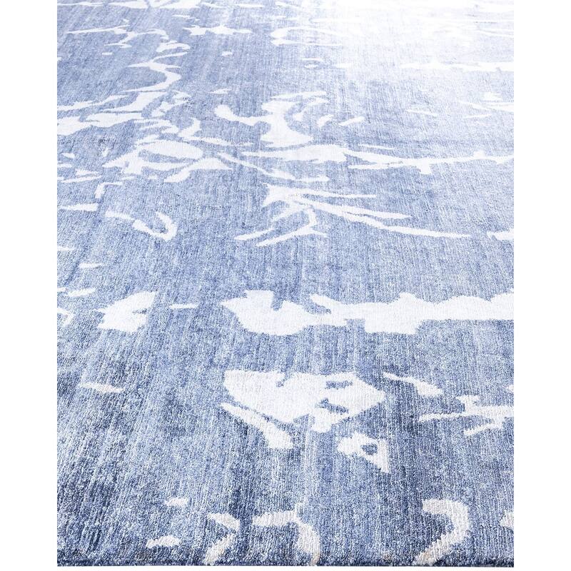 Modern One-of-a-Kind Hand-Knotted Area Rug, Blue - 9' 3" x 12' 0"