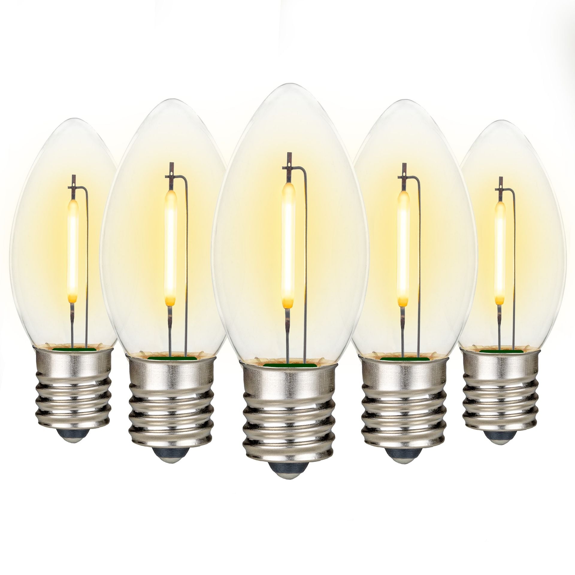 25 Pack C9 LED Outdoor Christmas Replacement Bulbs, Warm White, C9/E17 Base