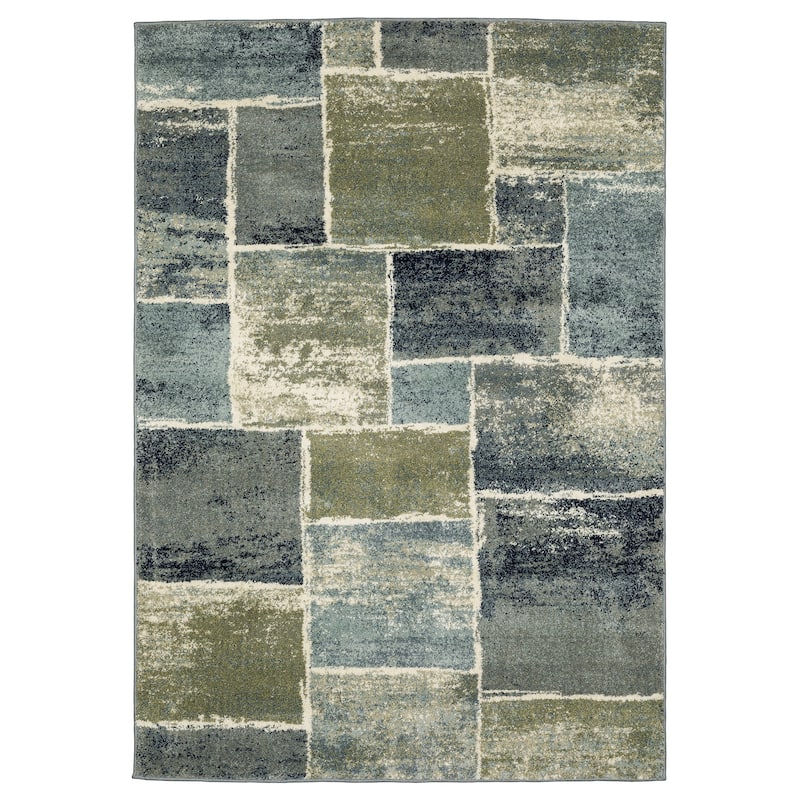 Sidney Color Block Blue/ Green Area Rug