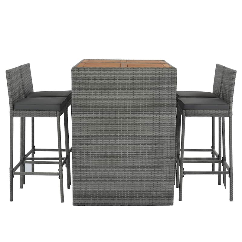 GO 5-pieces Outdoor Patio Wicker Bar SetWith Non-Slip Feet And Removable Cushion