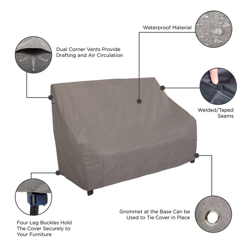 Modern Leisure® Garrison Waterproof Patio Loveseat Cover, 2-Pack, 82.5"L x 38"W x 38.25"H, Granite