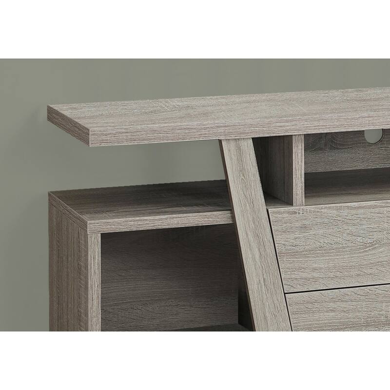 60 Inch Wood TV Stand in Taupe Contemporary Console Table with Shelves and Drawers for Storage - 60”L x 15.5”W x 23.75”H