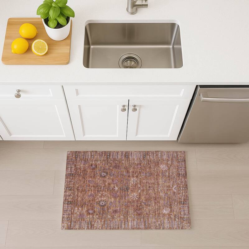 Machine Washable Indoor/ Outdoor Traditional Classic Chantille Rug