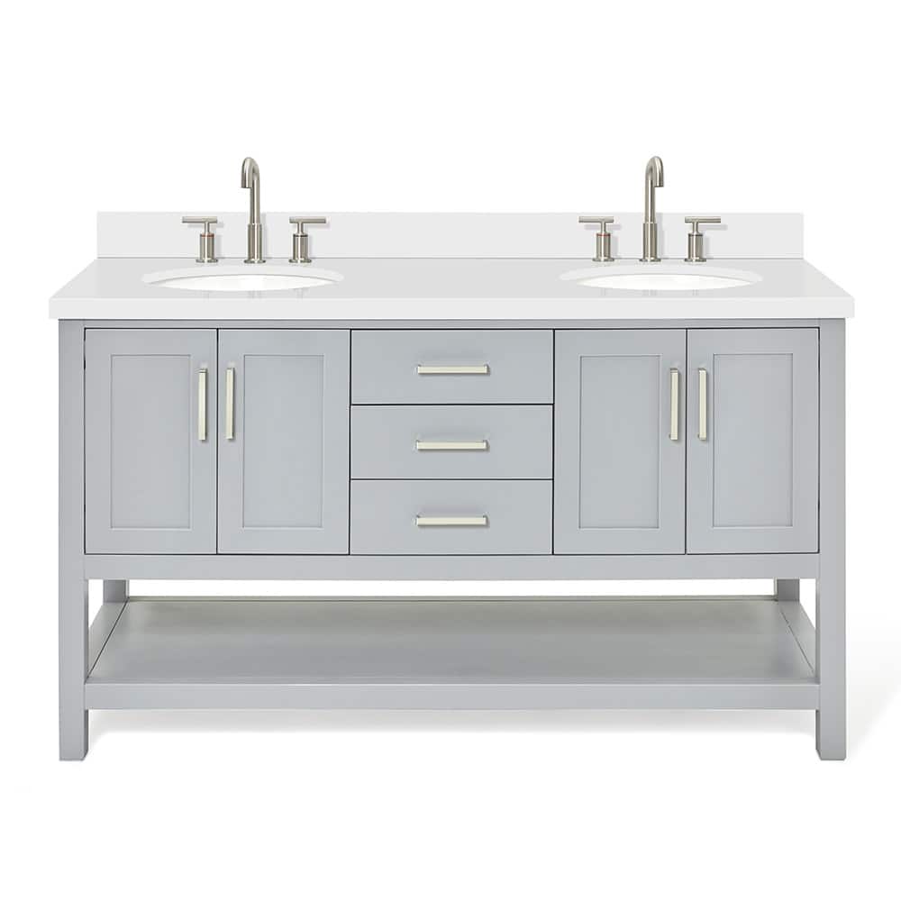 Ariel S061DWQOVO Magnolia 60" Free Standing Double Basin Vanity Set