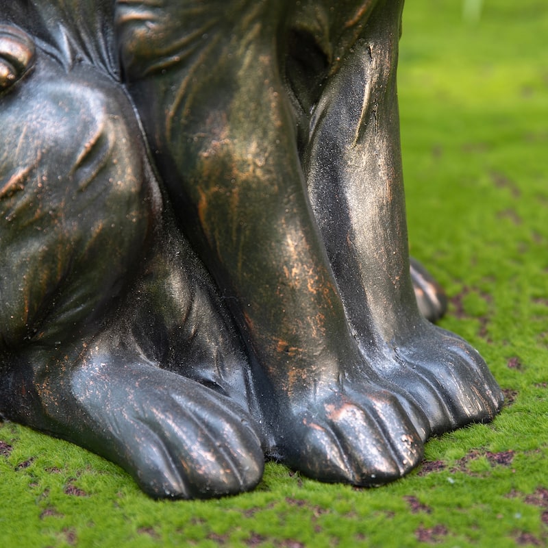 Glitzhome MGO Bronze Mom and Baby Rabbit Statue Standing Bunny Figurine