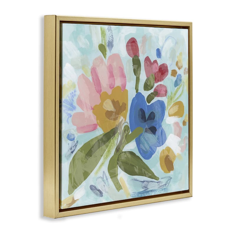 Stupell Stylish Pop Flowers Framed Floater Canvas Wall Art Design By June Erica Vess
