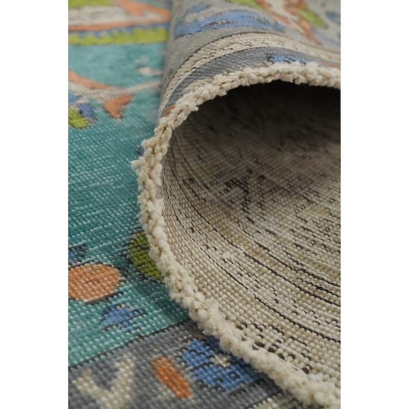 Hand Knotted Oriental 100% Wool Carpet Traditional Floral Green Tabriz Area Rug - 10' 6'' X 7' 9''