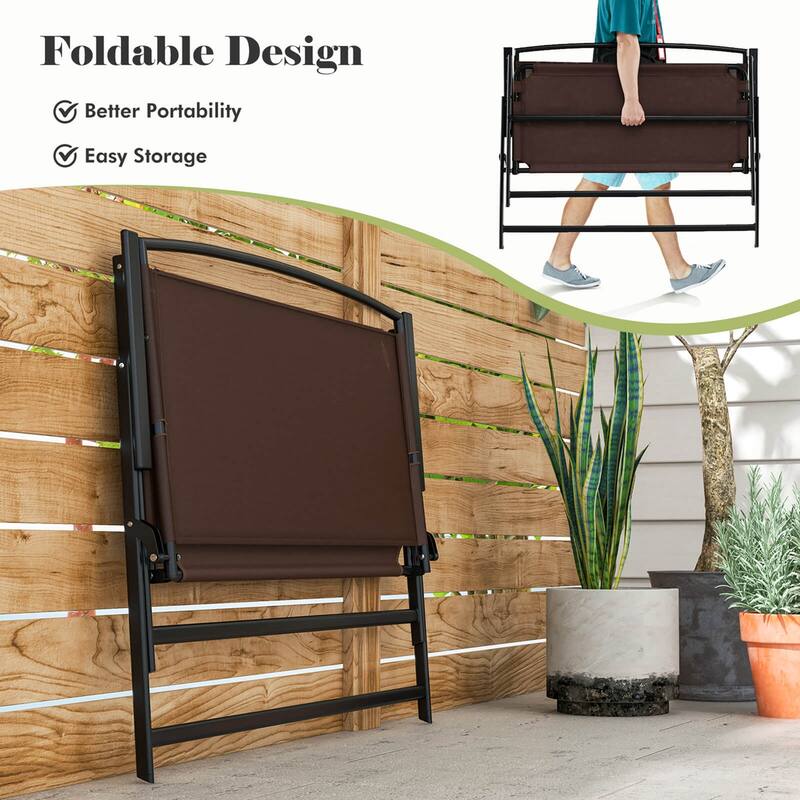 Costway 2-Person Patio Bench Folding Outdoor Garden Bench with - See Details