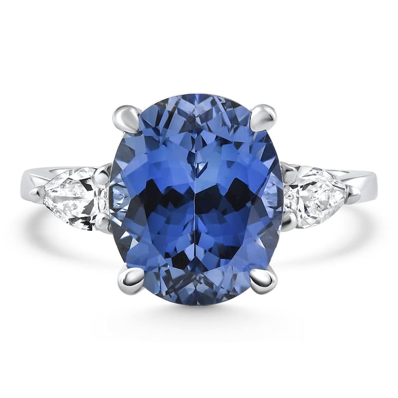 Bliss Diamond 4 1/3Ct Oval Tanzanite & Diamond Anniversary Engagement Ring Gold Lab Grown - 8