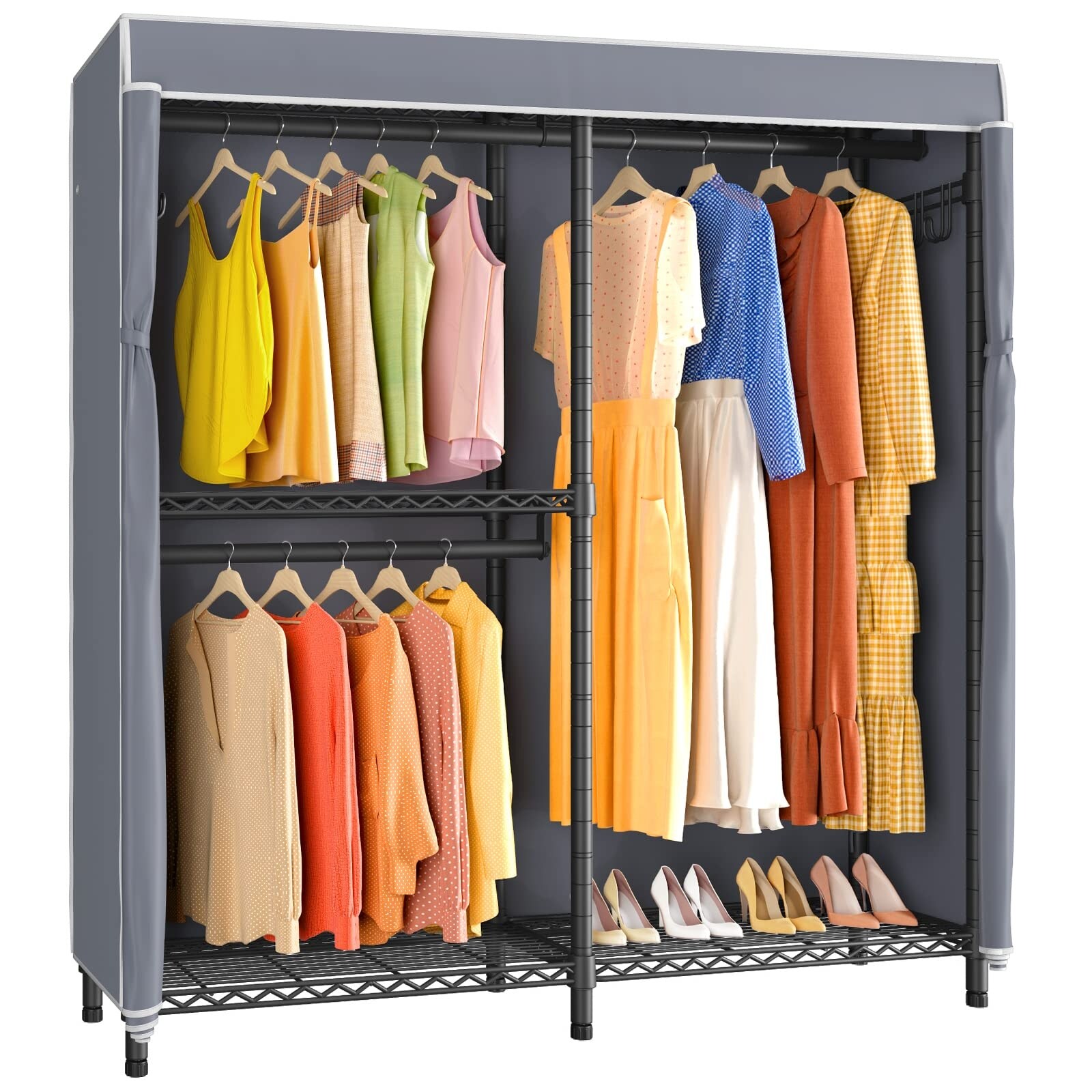 Metal portable closet online with cover